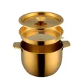 Juego de 3 piezas de acero inoxidable dorado con tapa y filtro de malla fina - Dorado