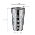 330ml hammer textured 304 stainless steel cup with measurements and double-wall design - Natural