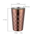 330ml bronze finish 304 stainless steel tumbler with wave texture and dimensions - Rose Gold