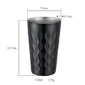 Black 330ml double wall 304 stainless steel tumbler with vertical ripple wave texture - Black