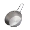 Gold 304 stainless steel Korean rice wine bowl with handle and brushed metal finish - Natural