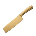 Coltello da chef moderno in acciaio inox oro spazzolato con manico integrato - Oro