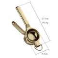 Polished golden stainless steel manual lemon squeezer with size and weight dimensions - A350 Large Lemon Squeezer With Ear / Champagne