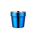 Double-wall stainless steel Korean cup with bright blue metallic finish for drinks - Blue