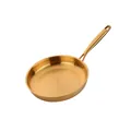 Modern gold 304 stainless steel frying pan with brushed metal finish and long handle - Gold