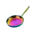 Rainbow plated 304 stainless steel frying pan with ergonomic golden long metal handle - AB Color
