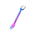 Iridescent rainbow stainless steel dual-purpose watermelon slicer fork with toothpicks - AB Color