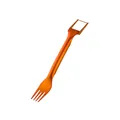 Orange stainless steel 2-in-1 multifunctional fruit fork and slicer tool - Orange