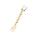 Matte golden stainless steel dual-purpose fruit fork and dental floss pick tool - Champagne