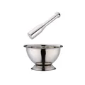 Brushed 304 stainless steel mortar and pestle set with non-slip base for kitchen use - Mortar And Pestle / Silver