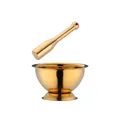 Golden stainless steel mortar and pestle set with high-gloss mirror polished finish - Mortar And Pestle / Gold