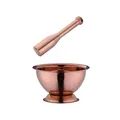 Polished rose gold stainless steel mortar and pestle set for kitchen grinding - Mortar And Pestle / Rose Gold