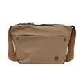 Bolso bandolera pequeño caqui de nailon plisado con correa ancha y logotipo - Caqui