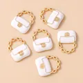 Set of 6 white and gold handbag pendants for DIY jewelry and keychain making - White