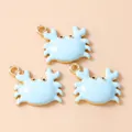 Blue enamel crab pendants with gold metal base for DIY jewelry making necklaces - Light Blue