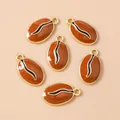 Goldene Kaffeebohnen Anhänger mit brauner Emaille für DIY Schmuck und Zubehörherstellung - 10er Pack / Kaffeebohne