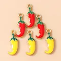 6 stuks rode en gele chili-hangers van goudlegering voor DIY-sieraden en oorbellen - Meerkleurig