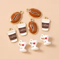 DIY coffee theme charms set including coffee beans and cups in zinc alloy for jewelry - 10 Pieces Pack / Mixed Coffee Styles