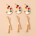 Artistieke palet en penseel bedeltjes met emaille voor het maken van DIY sieraden - 10 Stuks Verpakking / Gemengd Palet en Penseel Stijl