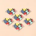 Bunte Herz-Puzzle-Anhänger aus Legierung für DIY-Schmuck und Schlüsselanhänger - bunt