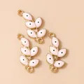 Pink evil eye leaf charms in gold-plated alloy for DIY bracelet and necklace making - Gold Pink