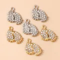 Sparkling crystal encrusted baby footprint pendants in gold and silver for DIY jewelry - Multicolor