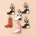 Kleurrijke cowboylaars hangers met koeprint voor DIY sieraden en accessoires - Meerkleurig