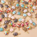 Detailed close-up of mixed colorful turtle charms for DIY jewelry making and crafts - Mixed Color Turtle