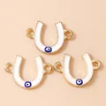 Golden horseshoe evil eye connectors for DIY jewelry making necklaces and bracelets - Gold White