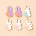 Detailed view of colorful cartoon rabbit alloy pendants with carrot heart for DIY jewelry making - Multicolor