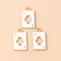 Trois breloques as de trèfle en alliage doré avec émail blanc pour bijoux DIY - Blanc