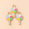 Cute lollipop alloy charms in pastel colors for DIY jewelry and keychain making - Colorful