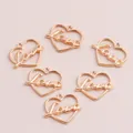 Golden alloy heart charms with Love script pendant for DIY jewelry making - 20 Pieces Set / Gold