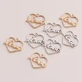 Pack of 20 gold and silver plated heart love pendants for DIY jewelry making - 20 Pieces Set / Multicolor