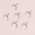 Polished silver crescent moon pendants set for DIY jewelry making accessories - Bright Silver