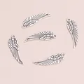 Set van vijf zilveren engelenvleugel hangers met veertextuur voor DIY sieraden maken - Antiek Zilver