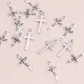 Set di ciondoli a croce vintage in lega d'argento per creazione di gioielli fai-da-te - Argento Antico