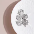5 pieces of silver geometric Roman coin pendants for DIY jewelry necklace making - Silver
