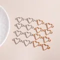 Holle hartvormige hangers van legering met dubbele lussen voor DIY-sieraden in goud en zilver - Meerkleurig