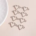 Acht zilveren holle hartvormige connectoren met dubbele lussen voor DIY-sieraden maken - Zilver