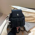 Schwarzer Rucksack im Korea-Stil mit weißem Sternenmuster und silbernem Anhänger - Stil Mit Stern / Schwarz