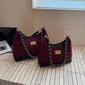 Borsa a catena trapuntata bordeaux con fibbia dorata in due misure per donne eleganti - Grande / Borgogna