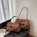 Brown vintage leather tote bag in medium and large sizes with gold metal hardware - Large / Coffee