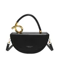 Sac selle demi-lune noir chic avec poignée anneau dorée et bandoulière réglable - Noir