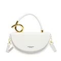 Sac selle en cuir blanc avec poignée anneau doré et bandoulière amovible élégante - Blanc