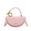 Sac selle demi-lune rose en cuir texturé avec poignée en anneau doré chic - Rose
