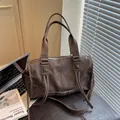 Vintage brown crossbody bag featuring stylish side lace-up details and large capacity - Coffee