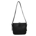 Borsa a tracolla nera minimalista in similpelle con fibbia decorativa elegante - Nero