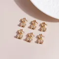 Set of six shiny golden alloy bear pendants for DIY jewelry making and necklaces - Gold