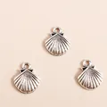 Trois pendentifs coquillages en alliage argenté vintage pour création de bijoux DIY - Argent
